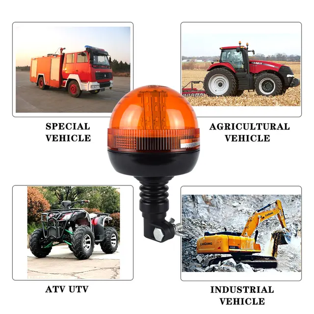 Luce Stroboscopica LED 12V Ambra Magnetica - Per Emergenza Su Camion E Trattori