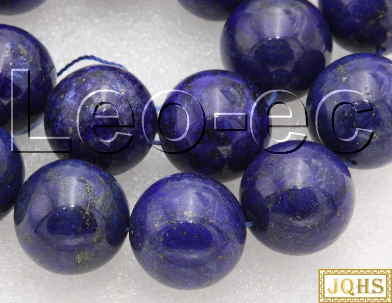 Blue Smooth Lapis Lazuli Gemstone Round Beads For Jewelry Making Strand 15" DIY 