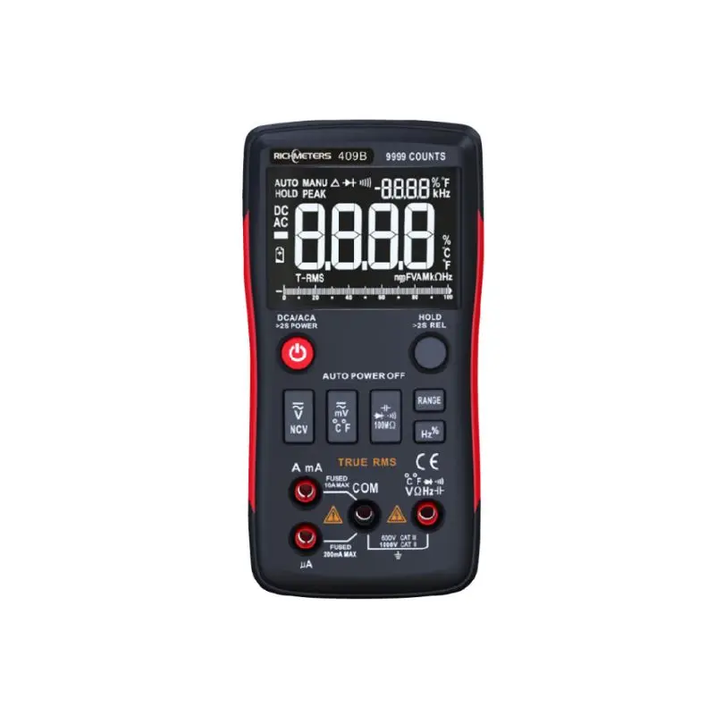 RM409B Цифровой мультиметр Кнопка 9999 отсчетов точность измерения с аналоговым гистограммой AC DC Напряжение Амперметр Ток Ом авто