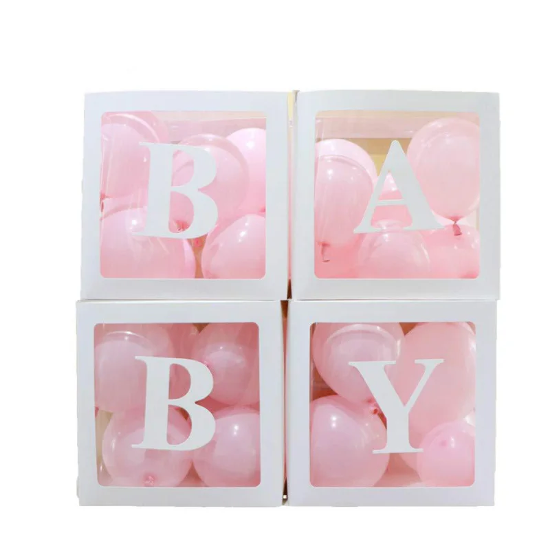 

1Pc Transparent Square Cardboard Box Balloon Box for Baby Shower Christening Birthday Party Decor SEP99(free small gift)