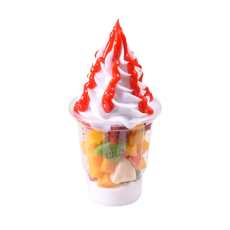 Моделирование Сливочное мороженое с сиропом образец фруктового Sundae модель поддельные для сливочного мороженого реквизит коробка для демонстрации камней в витрине искусственные sundae формы