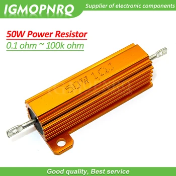 

50W Aluminum Power Metal Shell Case Wirewound Resistor 0.01 ~ 100K 0.05 0.1 0.5 1 1.5 2 6 8 10 20 100 150 200 300 500 1K 10K ohm