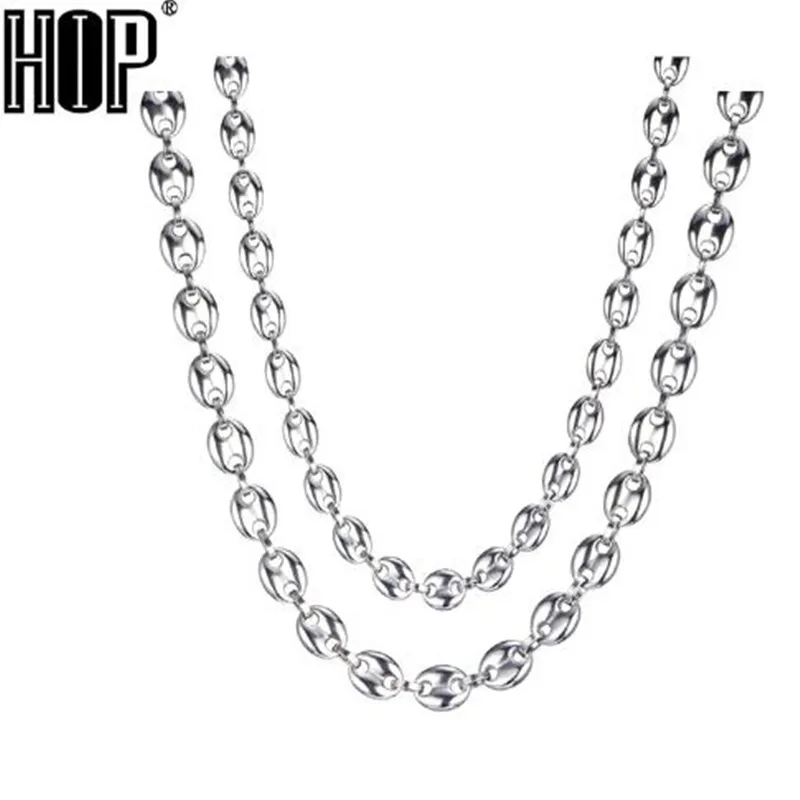 

HIP Hop Width 7MM 9MM 11MM Silver Stainless Steel Coffee Beans Link Chain Necklace Chain For Men Jewelry