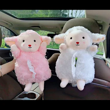 

Car tissue box holder Internet celebrity creative cute sheep auto paper box hanging cartoon car armrest box napkin cover