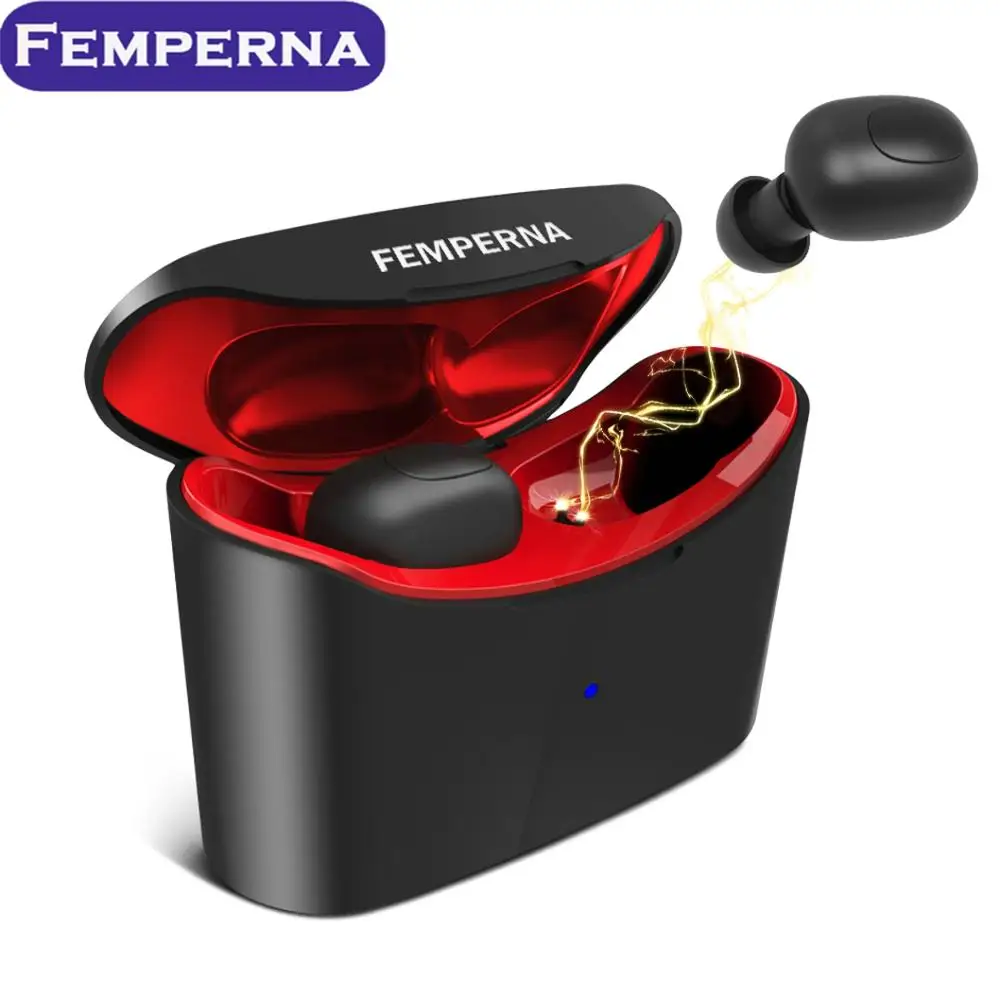 Femperna Bluetooth наушники Bluetooth 5,0 Беспроводные наушники с зарядным устройством высокое качество звука и легко носить с собой