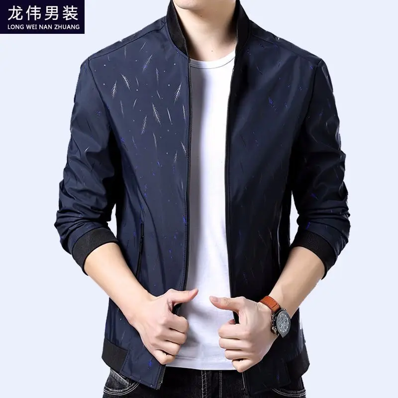 

New Style 2018 Spring Jacket Men's Middle-aged Casual MEN'S Coat Stand Collar Thin Jacket Middle-aged Dad Men'S Wear