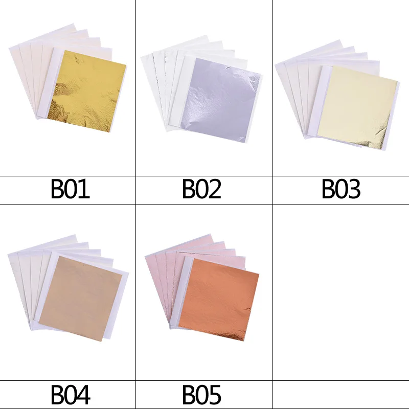100pcs 8*8.5cm Gold Silver Copper Foil Paper Gilding DIY Craft Decoration Art Craft Paper Aluminium Foil Paper Cake Decoration