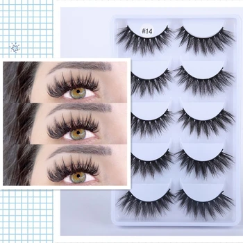 

BEEOS 1set/5Pairs Maquillaje Makeup False Eyelashes Faux Cils Mink Lashes Synthetic Beauty Extension Eyelashes For Beauty