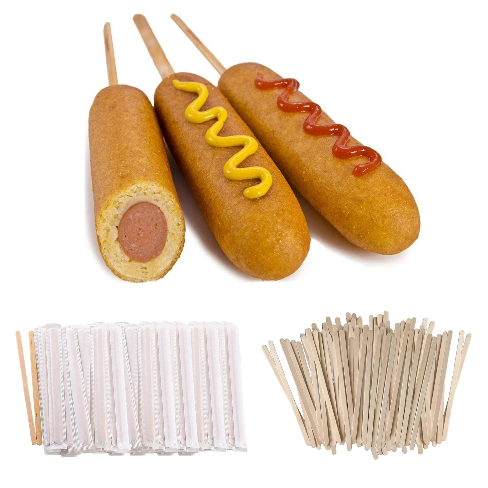 500 Count Birch Wood Stirrers Coffee Tea Beverage Stir Sticks Individual Wrapped 140x6mm