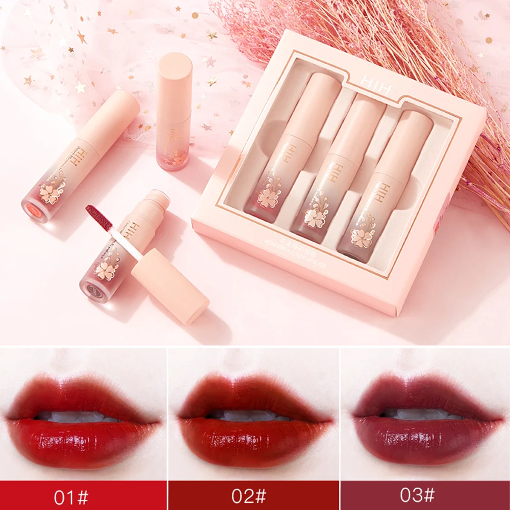 

3pcs/set Women Lip Glaze Moisturizing Long Lasting Lip Tint Non-stick Lip Gloss Packaging Makeup Lipsticks Sexy Cosmetics TSLM1