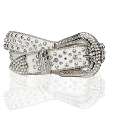 Luxury Designer Crystal Strap Women Belt Western Rhinestone Belts Crystal Studded Cowgirl Cowboy Belt For Jean Cinto De Strass