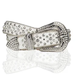 Luxury Designer Crystal Strap Women Belt Western Rhinestone Belts Crystal Studded Cowgirl Cowboy Belt For Jean Cinto De Strass