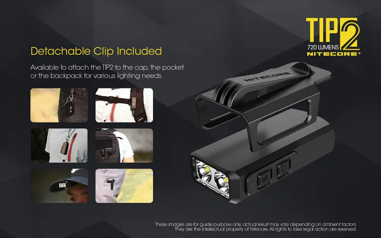 NITECORE TIP2 USB Перезаряжаемый брелок-светильник CREE XP-G3 S3 max 720 люмен дальность луча 93 метра встроенный аккумулятор EDC flashlig