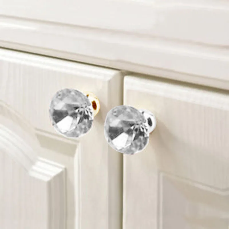 

New 30 Mm Crystal Handle Drawer Cabinet Single Hole Small Handle Zinc Alloy 10x
