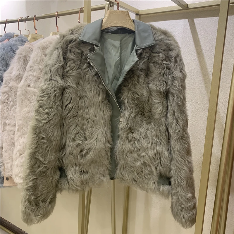 PUDI B401704 женская зимняя мотоциклетная куртка с натуральным овечьим мехом, Женская куртка для отдыха - Цвет: green