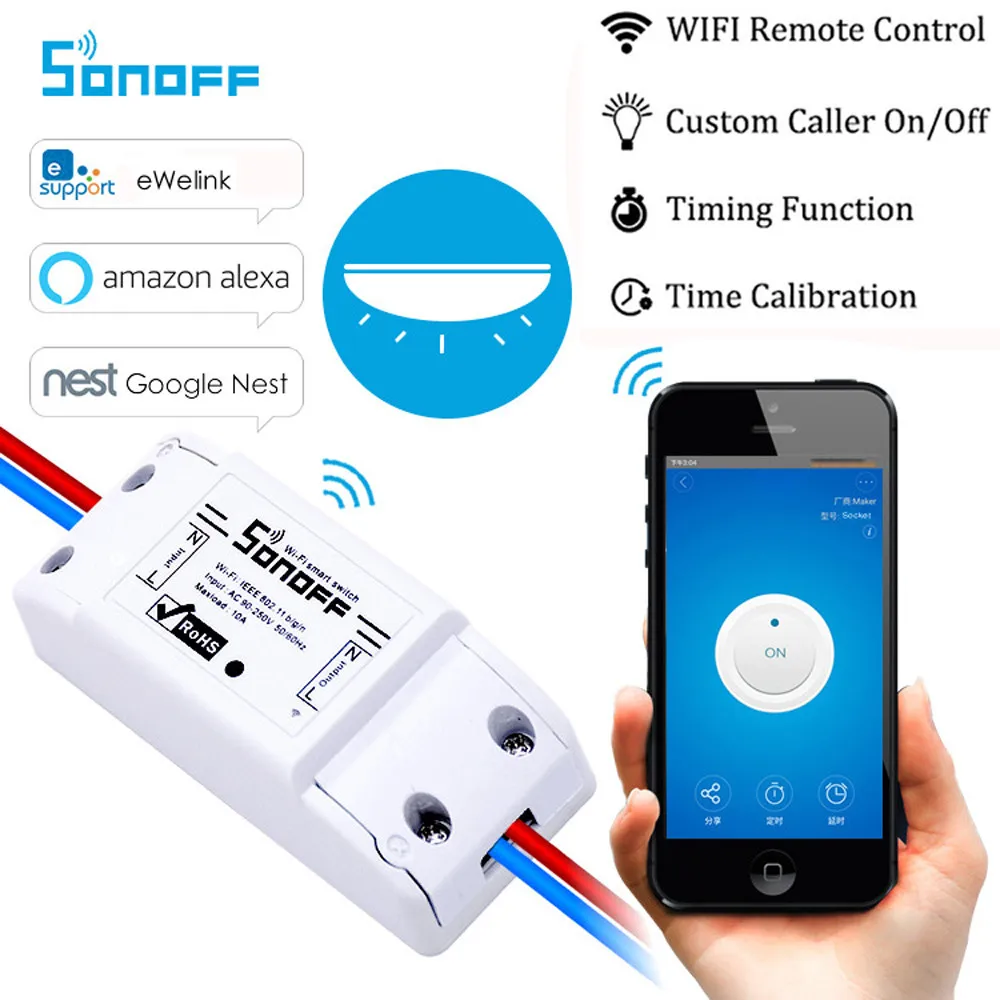 

Sonoff ITEAD Basic Wifi Timer Smart Switch Support eWelink APP Wireless Home automation Compatible with Google Home Alexa amazon