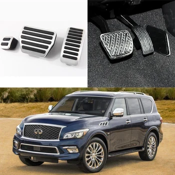 

For Infiniti QX80 AT 2013-2016 Brand New 3pcs Aluminium Non Slip Foot Rest Fuel Gas Brake Pedal Cover