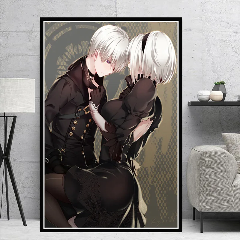 Картина на холсте NieR Automata с изображением девушки из игры Борьба японское аниме