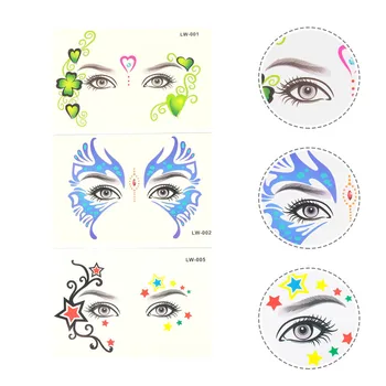 

6pcs Face Eye Temporary Tattoos Stylish Temporary Beautiful Eye Tattoos Facial Sticker Eye Sticker for Women
