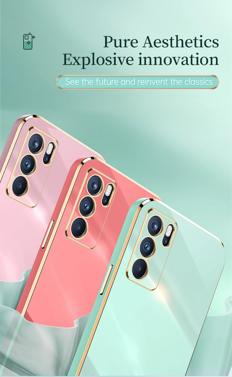 6D Electroplated Silicone Phone Case for OPPO Reno 6 7 5 Pro A74 A54 A94 A93 A31 A55 A73 A53 A33 A32 A35 A15 A5 Soft Cover Coque best case for android phone