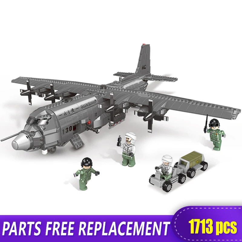 Günstige XINGBAO 06023 WW2 Military Armee Serie Die AC130 Luft Kanonenboot Set Bausteine Ziegel Montage Flugzeug Modell Juguetes