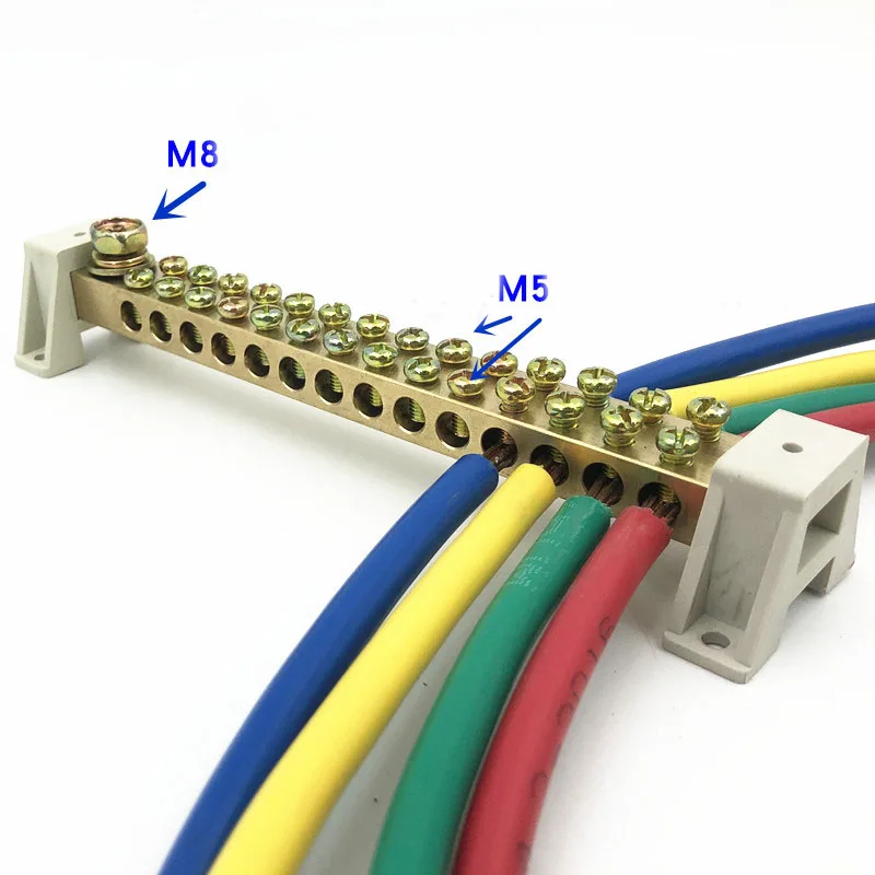 1 шт. медная Клеммная колодка двухрядная нулевая Клемма заземления медная полоса заземления нулевая линия ряд