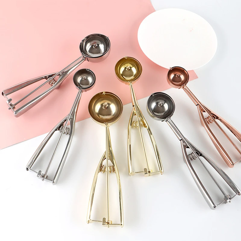 Ice Cream Spoon Stainless Steel Ice Cream Tools Cookie Scoop Icecream Spoon Kitchen Sticks Mashed Potatoes Watermelon 1PCS