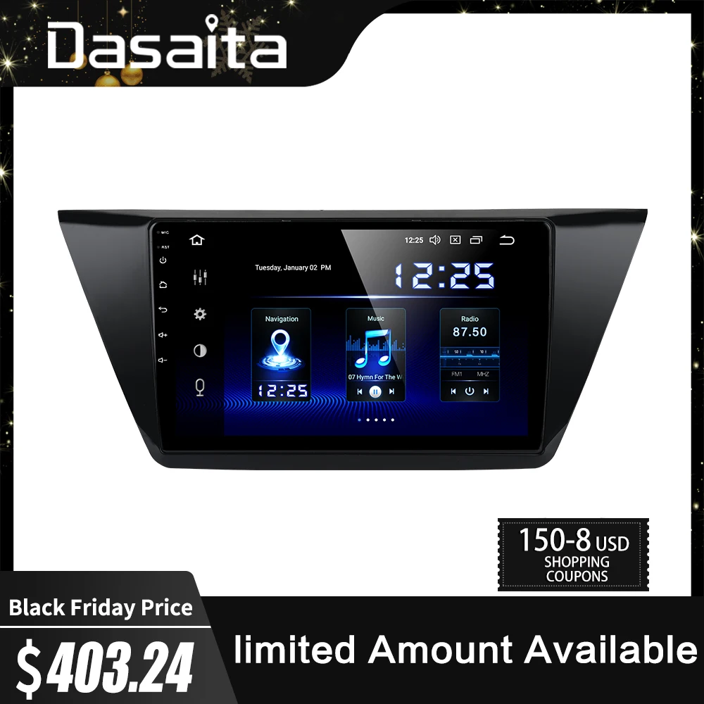 Dasaita 10," ips экран 1 Din Android 9,0 Автомобильный gps навигатор для VW Touran радио HDMI Bluetooth 64 Гб rom MAX6