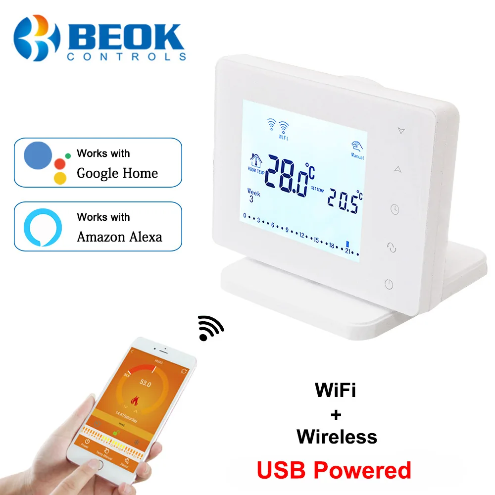 Buy Beok Wireless or Wifi Smart Thermostat Regulator Gas Boiler Heating Temperature Controller