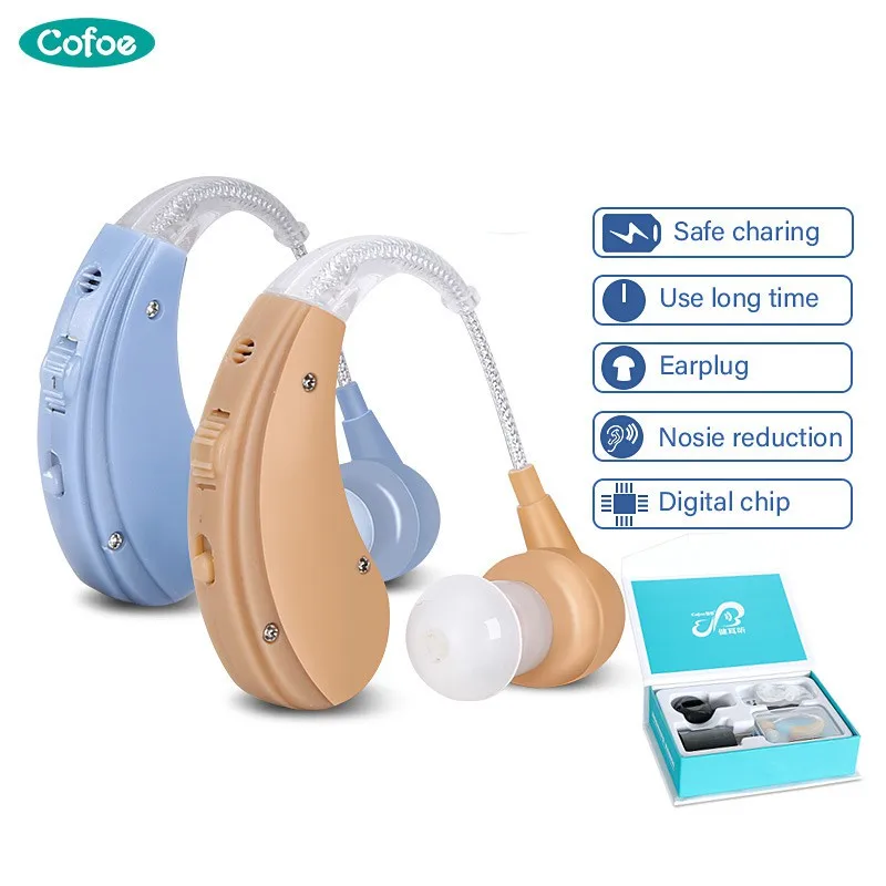 

Cofoe BTE Hearing Aids Sound Amplifier Ear Care Tools Rechargeable Adjustable Hearing Aid For The Elderly/Hearing Loss Patient