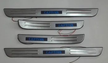 

With Blue LED light High quality stainless steel Scuff Plate/Door Sill Protector Sticker Car Styling For 2011-2012 Chevy Captiva