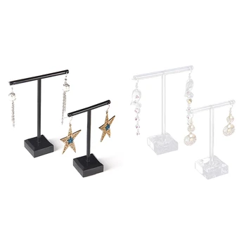 

Acrylic Earrings Jewelry Display Rack Stand Organizer Holder Case Necklace Bouches Ornament Hanger T-Bar 2Pcs/Set