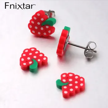 

Fnixtar 50Pairs Red Grape Earrings Stainless Steel Soft Clay Earrings 2020 Fashion Statement Earrings For Womens Girls Jewelry