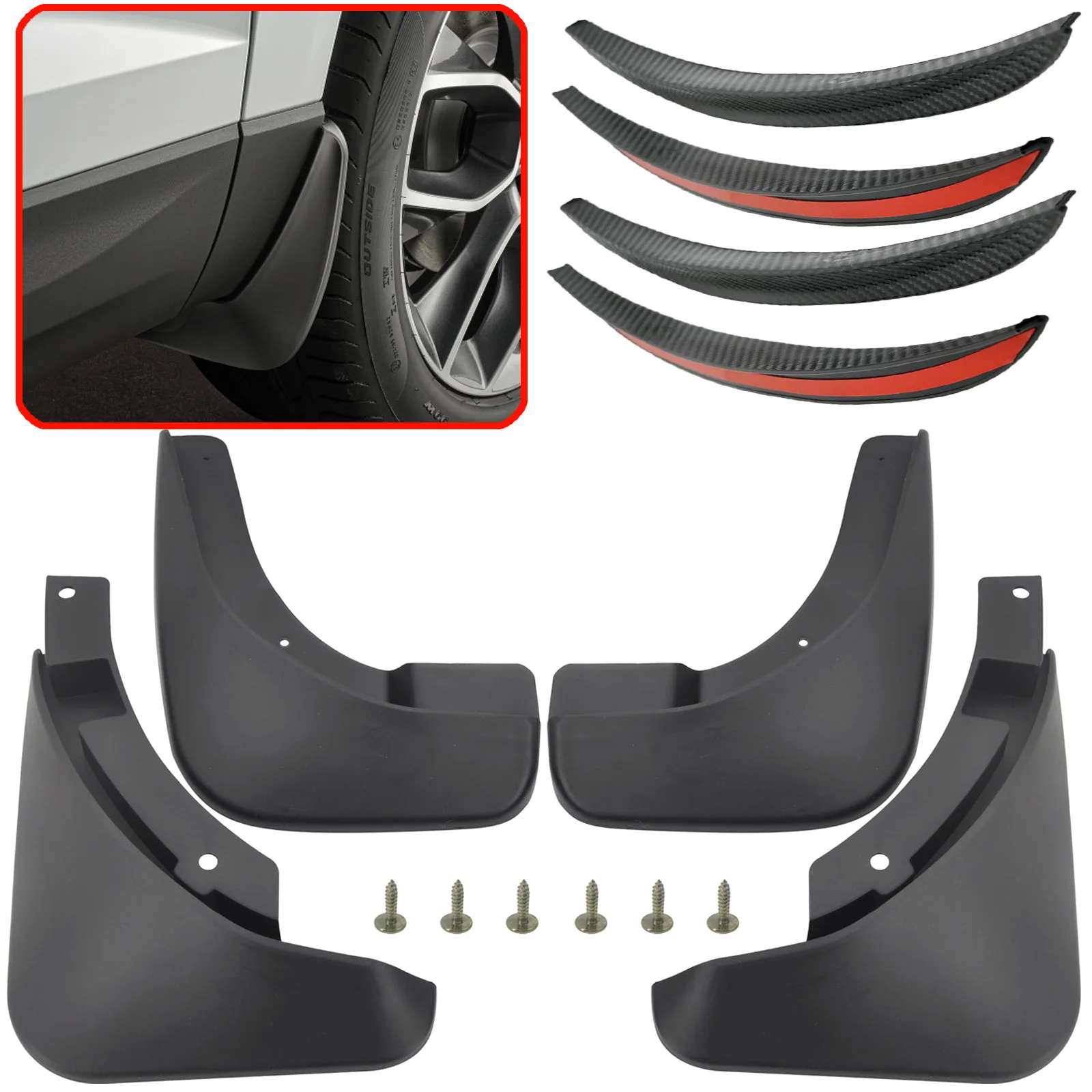New Sporty Car Mud Flaps With 34cm Fender Flares Protector For Skoda