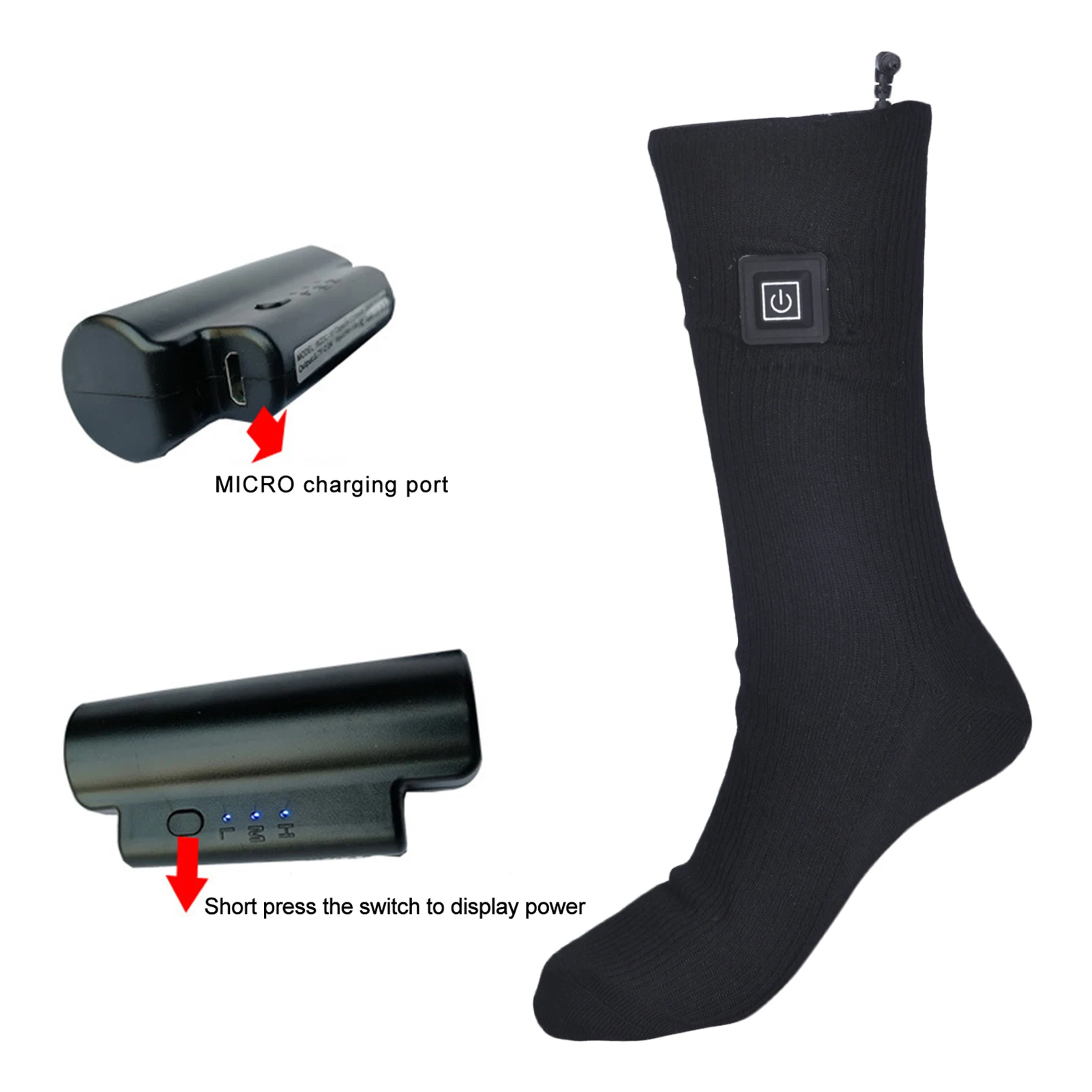 3.7V Electric Heating Socks Rechargeable Battery Powered Winter Wamer Socks Foot Wamer Outdoor Camping Skiing Cyling