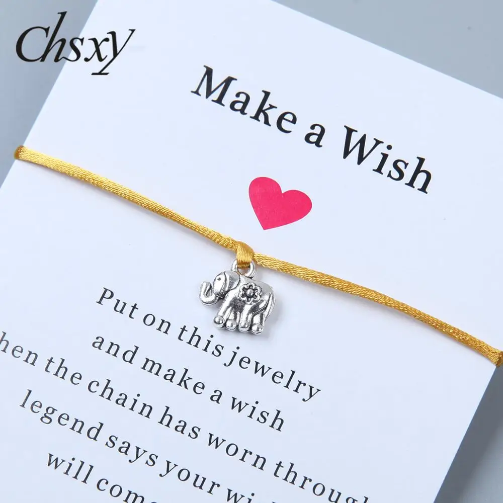 

CHSXY Cute Baby Elephant Bracelets for Women Kids Silver Alloy Auspicious Animal Handmade Braided Rope Chain Bracelets & Bangles