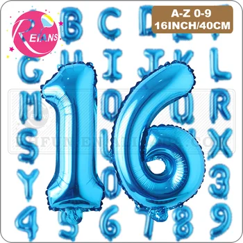 

16 Inch Blue Letter Number Foil Balloon Birthday Party Wedding Decorations Helium Air Balls Letter Balloon Party Supplies Globos