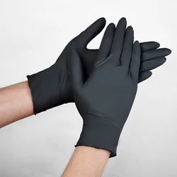 Gants de sécurité étanches, noirs en Nitrile, pour mécaniciens de cuisine, accessoires résistants à l'huile, synthétiques et sans allergie, pour laboratoire, 100 pièces/boîte 