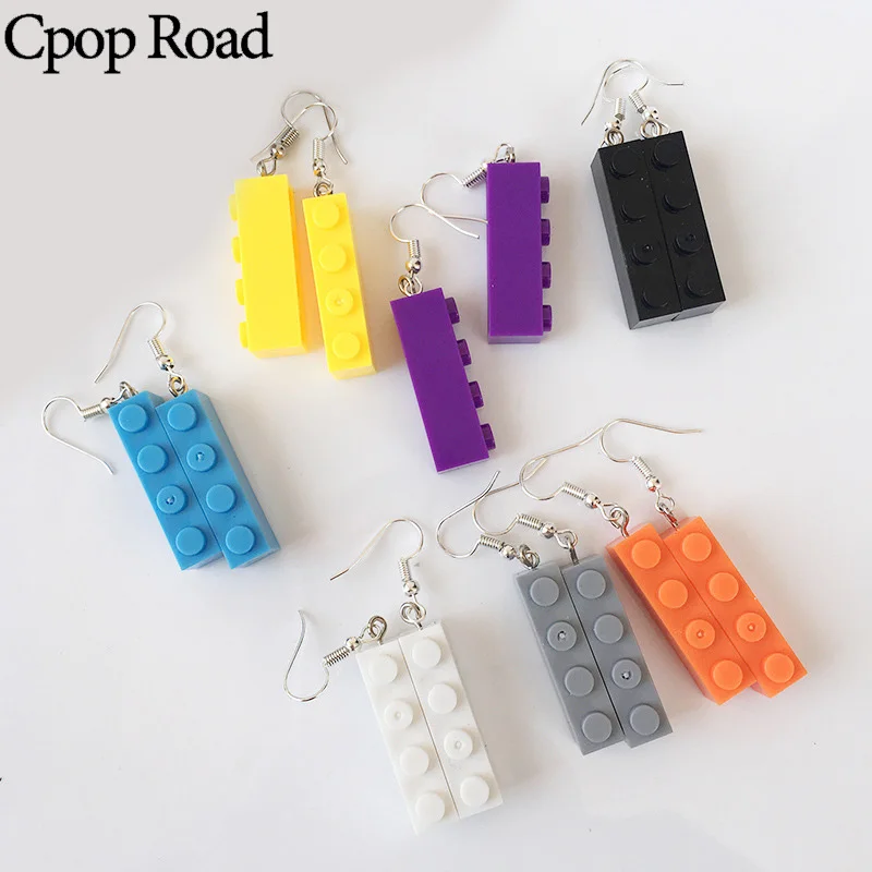 Cpop Resin Earrings for Women Cute Student Fashion Dangle Acrylic Blocks Candy Color Toy Funny Accessory Cool New Gift | Украшения и