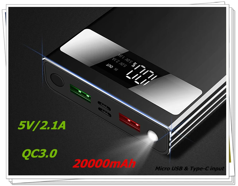QC3.0 5V2A внешний аккумулятор для iPhone, быстрый внешний аккумулятор 20000 мАч, портативный внешний аккумулятор для смартфона
