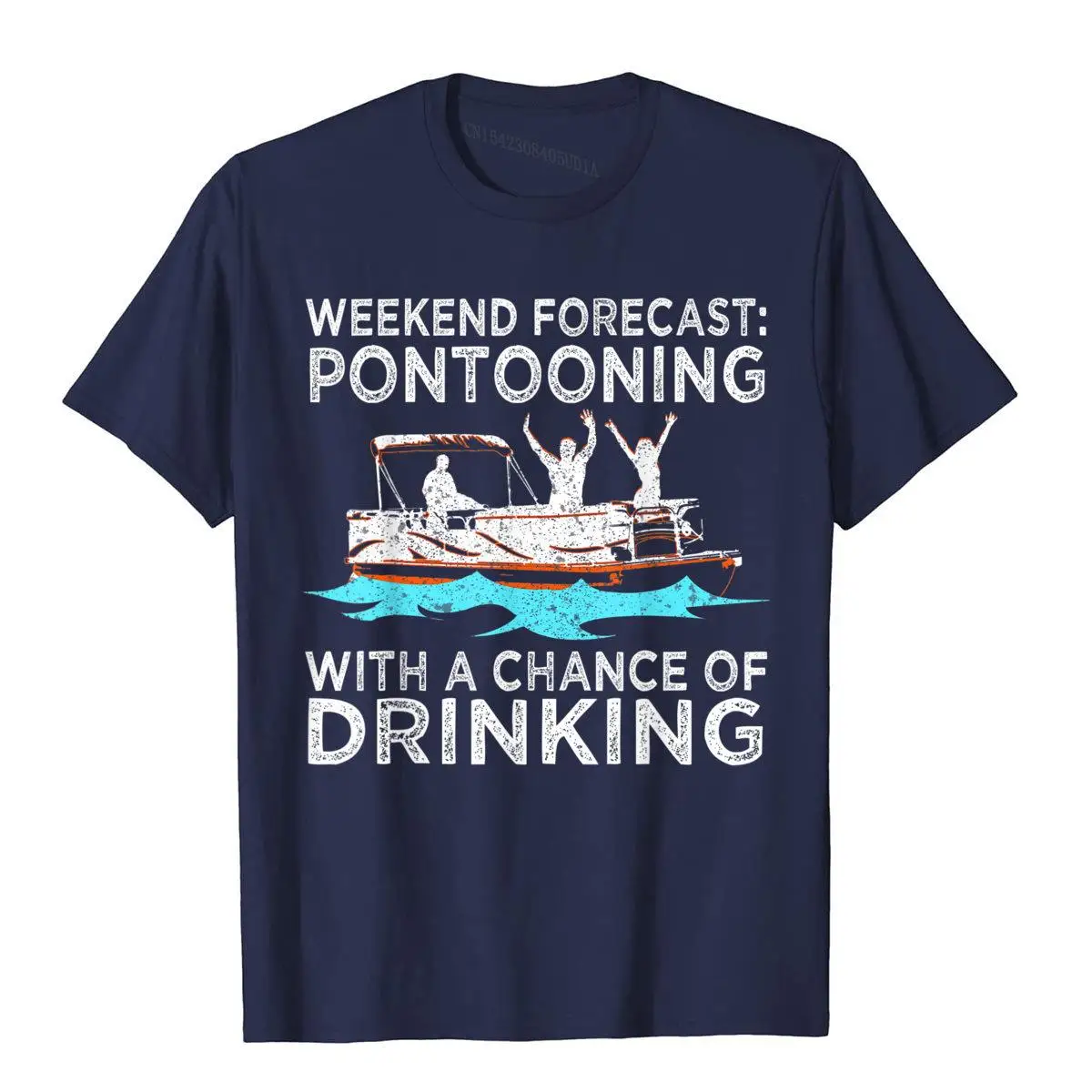 Weekend Forecast Pontooning Drinking Pontoon Boating Gift T-Shirt__B5395navy