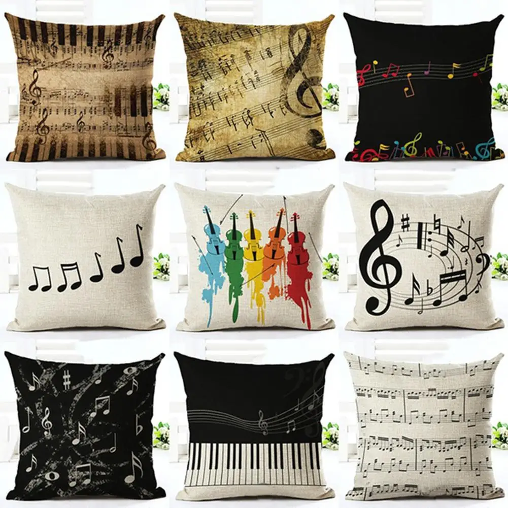 

Music Series Note Printed Linen Square Pillowcase Throw Pillow Cushion Cover