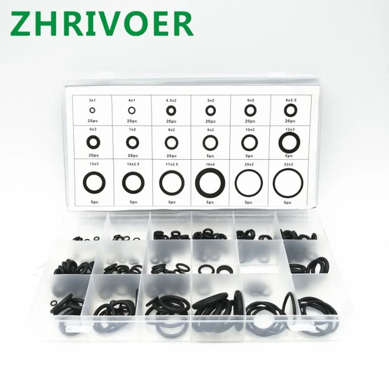 With Plactic Box Kit Set 225 pcs Rubber O Ring O-Ring Washer Seals Watertightness Assortment Different Size