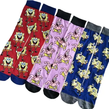 

Funny Cartoon Anime Print Socks Patrick Star Fashion Personalized Novelty Men Women Comfort Breathable Pink Yellow Cotton Sock