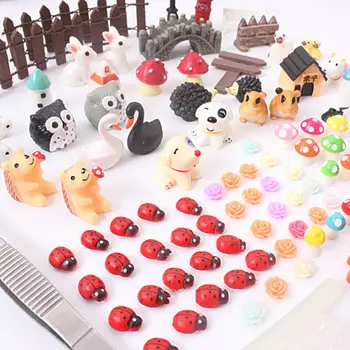 

103 PCS DIY Miniature Plant Pots Bonsai Decor Craft Landscape Fairy Garden Figurines Ornament Set Dollhouse Kit Hedgehog