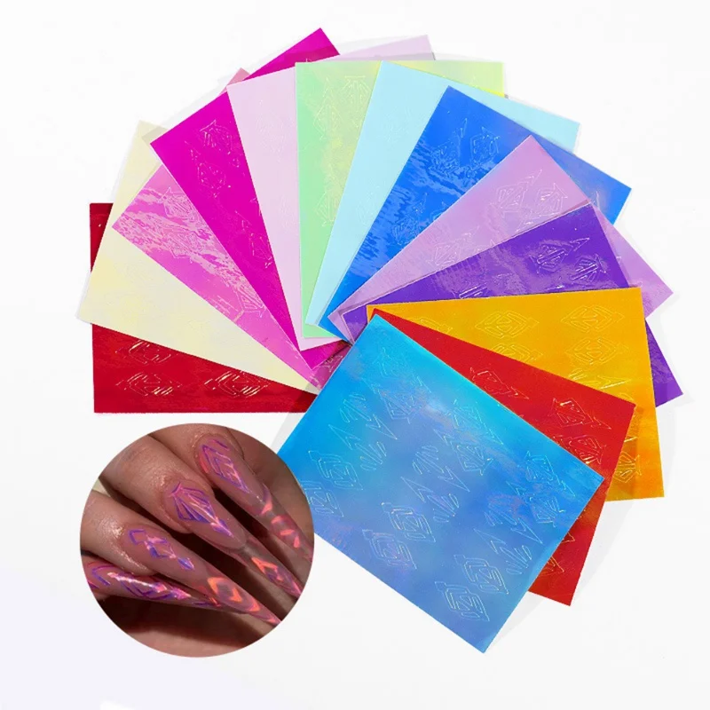 Nail Flame Sticker Reflections Tape Adhesive Nail Art Flame Stickers Laser Sticker