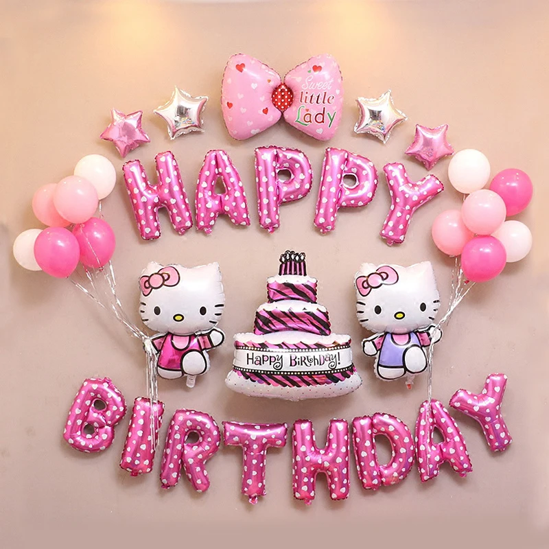 33 шт./лот hello kitty Детские воздушные фольги воздушные шары для малышей с днем рождения украшения поставки подарок гелиевые шары с персонажами мультфильмов