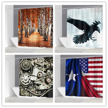 

3D Bath Curtain Eagle Printing For Bathroom Curtain Hot Sale Unique Design Beautiful Fish Scales Long 150*180&180*180