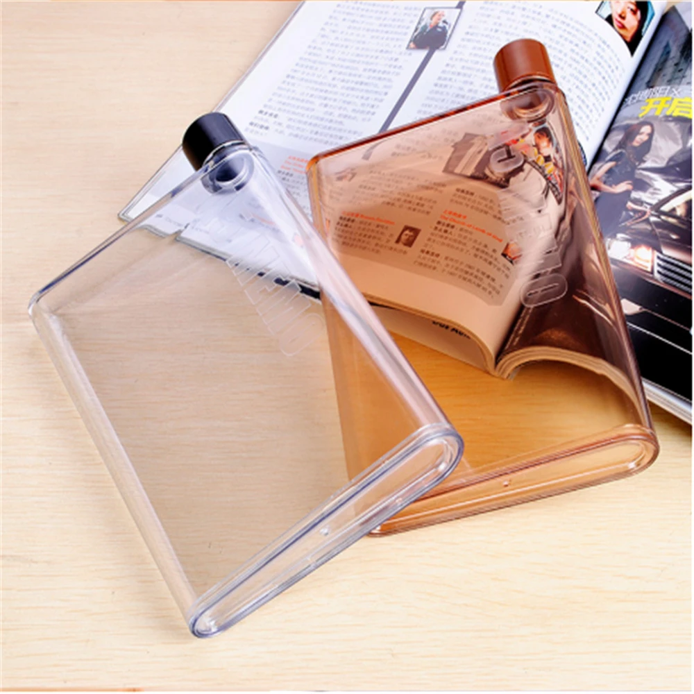 420ML Paper Cup Botlte Flat Water Bottle Bpa Free Clear Book Sports water cup notebook paper flat A4 A6 Portable Pad Flat Drinks