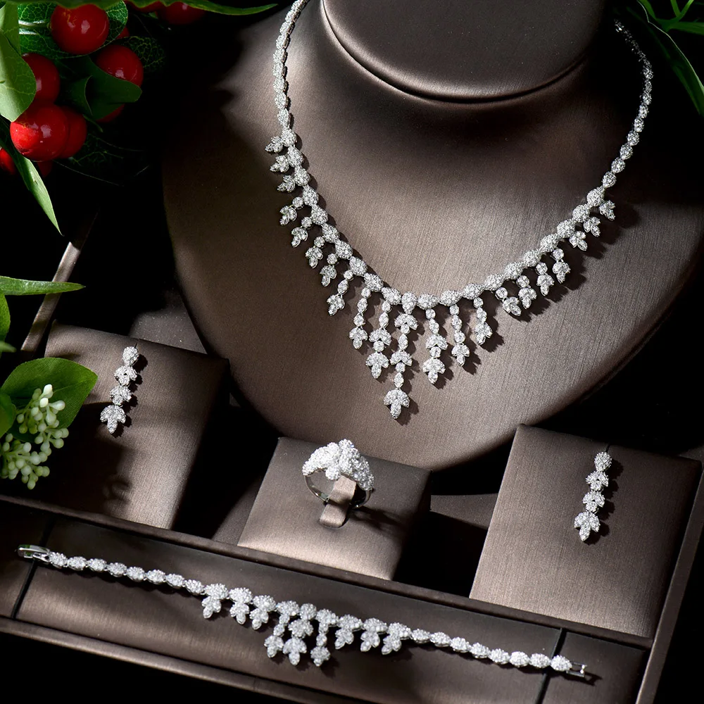 

HIBRIDE Fashion Jewelry Set for Girls Attractive Wedding Bridal Jewelry Pendent Sets With Sparkling Crystal Zirconias N-1336